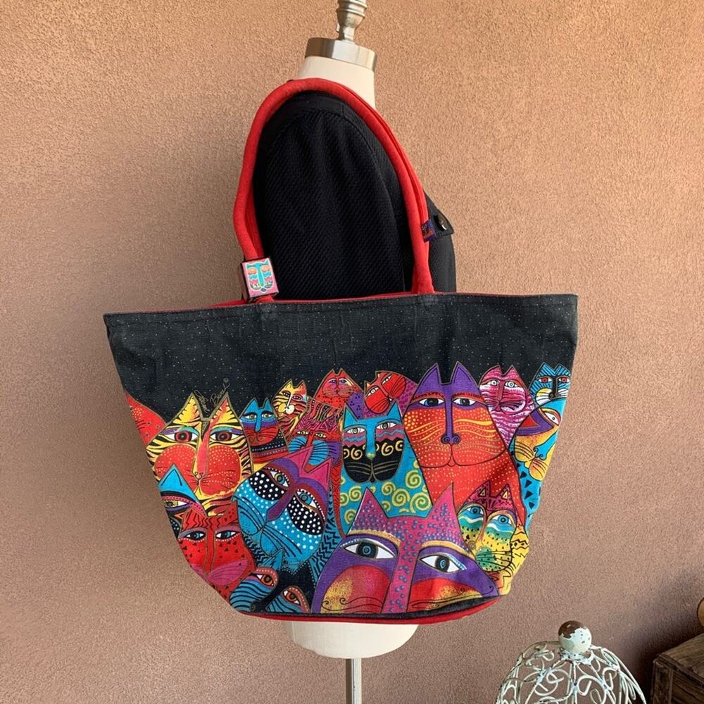 Laurel Burch Cat Print Shoulder/Tote Bag